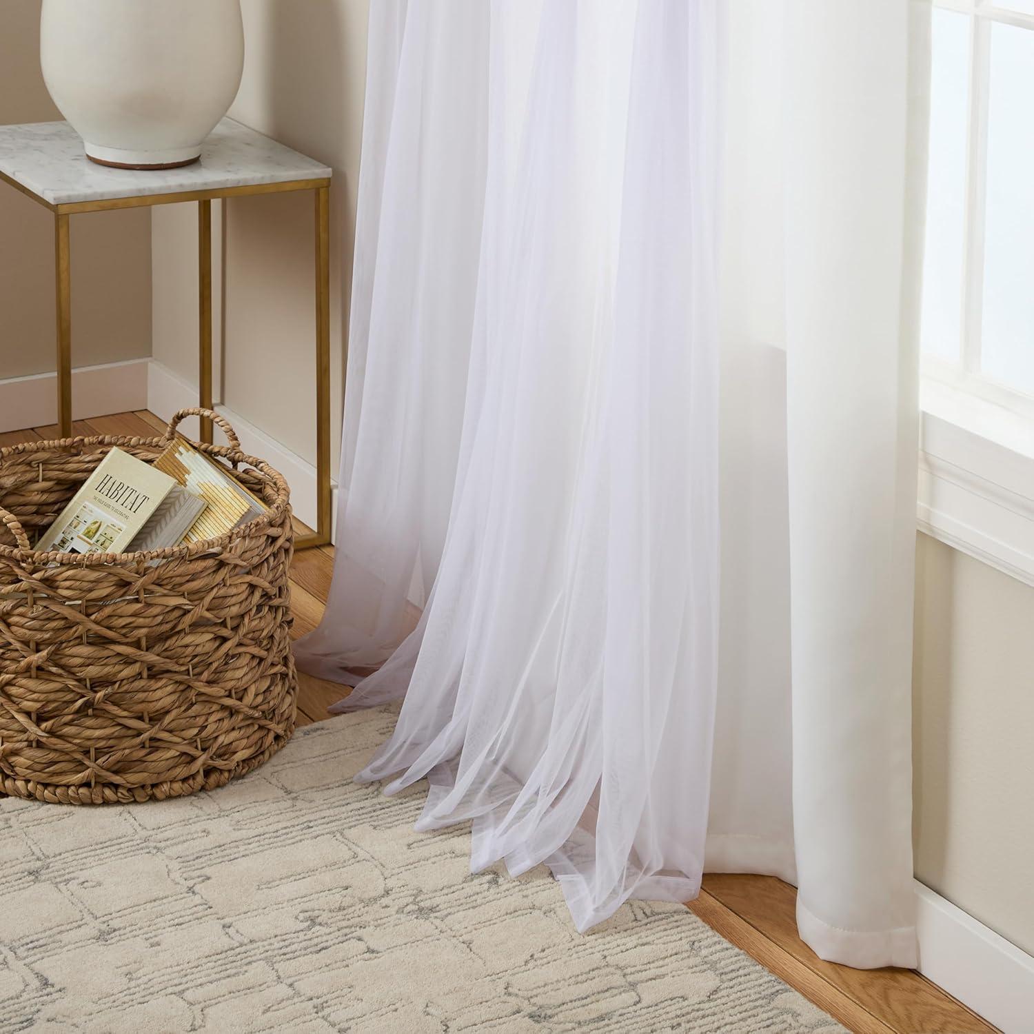 Winter White Layered Blackout and Sheer Grommet Curtain Panels