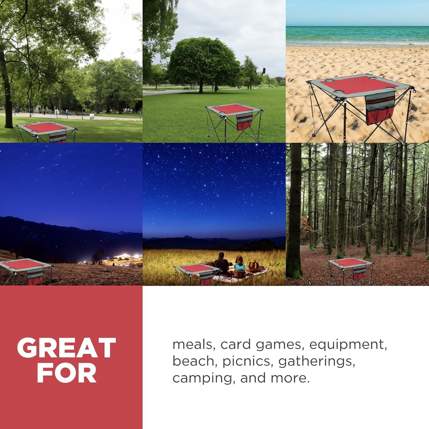 Creative Outdoor Folding Portable Wine Table for Outdoor Events, Camping, Garden Party, Red