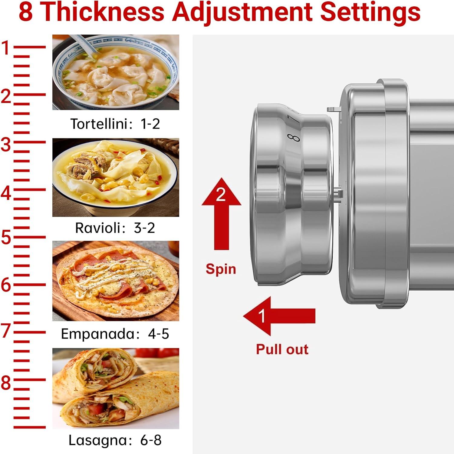 Stainless Steel Pasta Roller Attachment for Stand Mixers