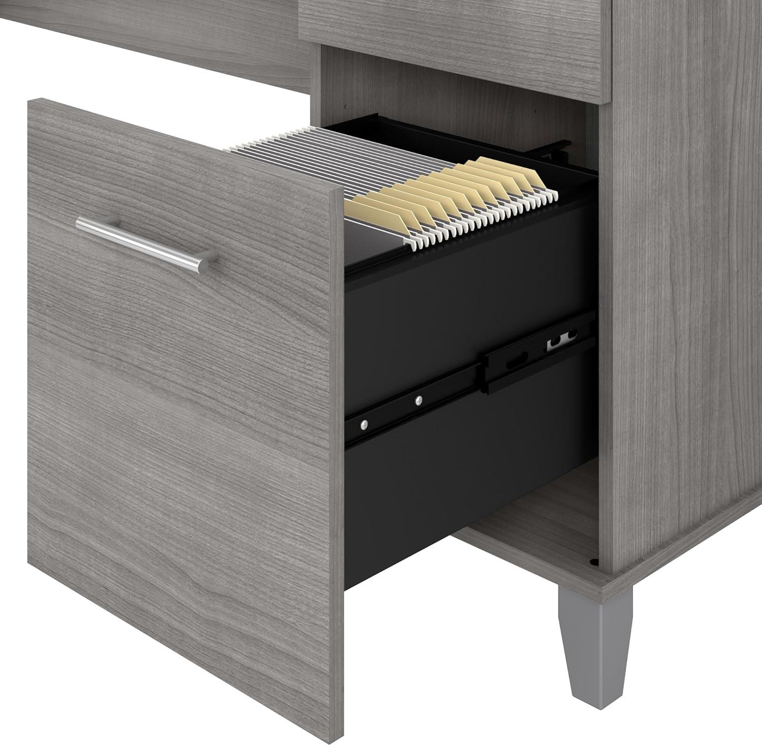 Bush Furniture Somerset 72" L Shaped Desk with Storage, Platinum Gray