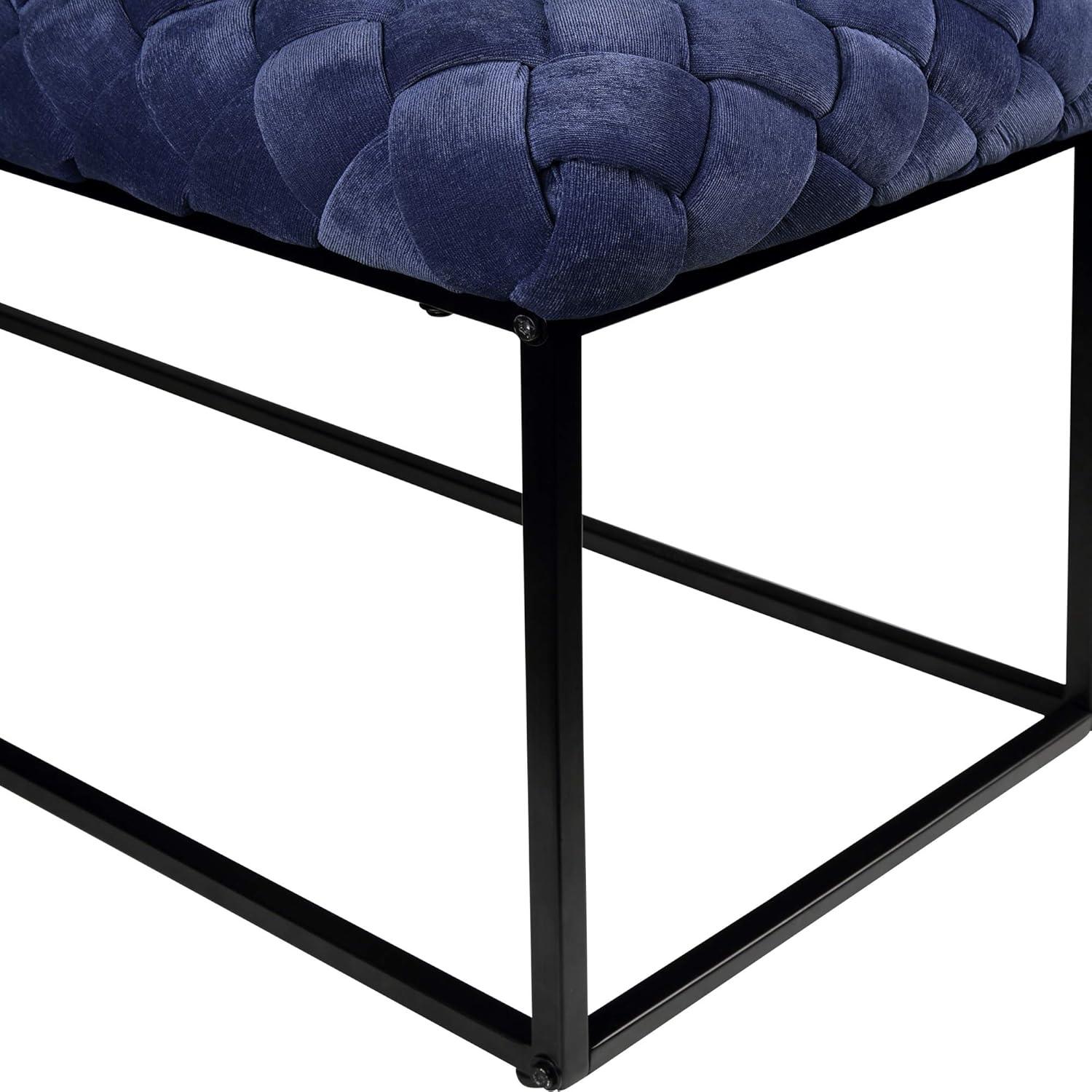 Loft Lyfe Lilah Black Velvet Bench - Upholstered, Hand Woven, Foam Filled