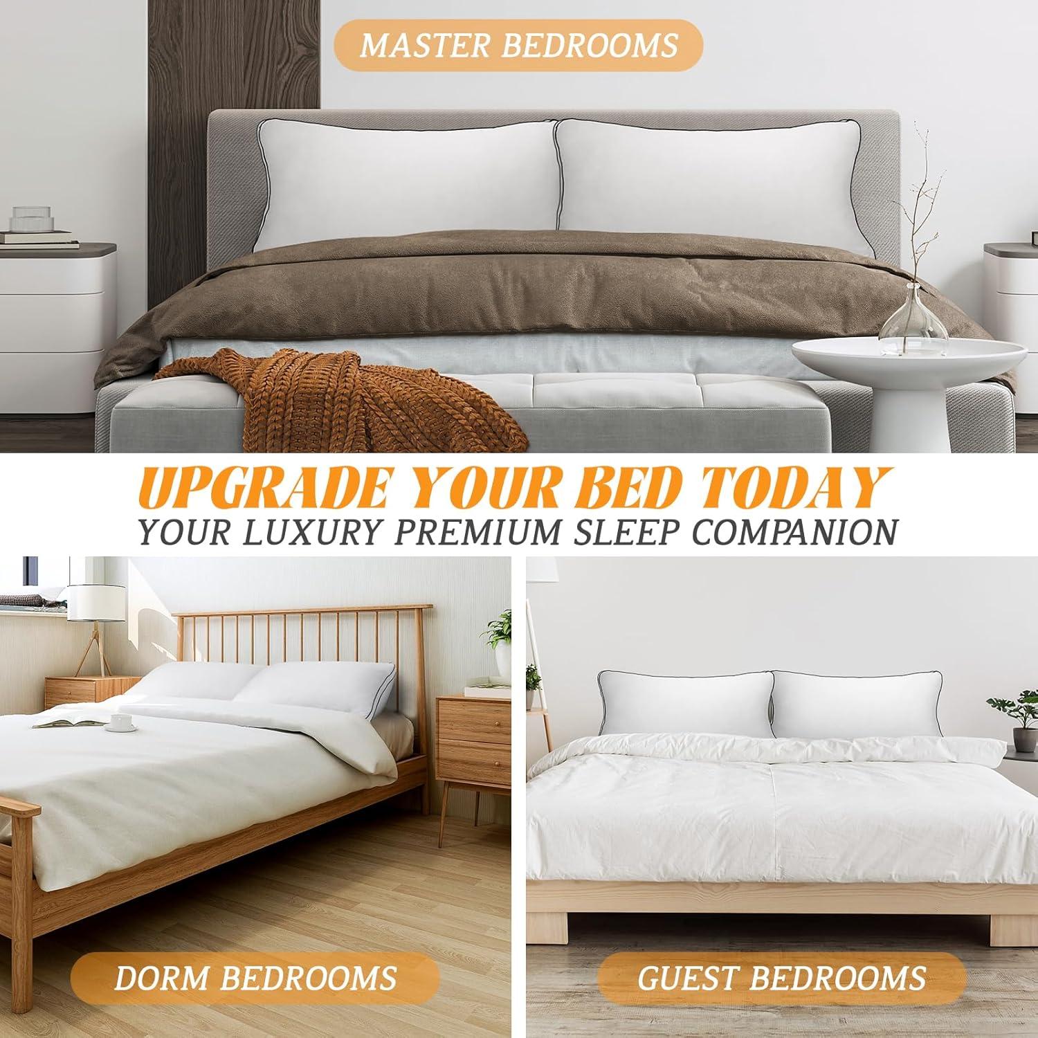 ArkwrightLLC Host & Home 100% Cotton Cover Soft-Poly Fiber Fill Hypoallergenic  Bed Pillow- 2 Pack (Set of 2)