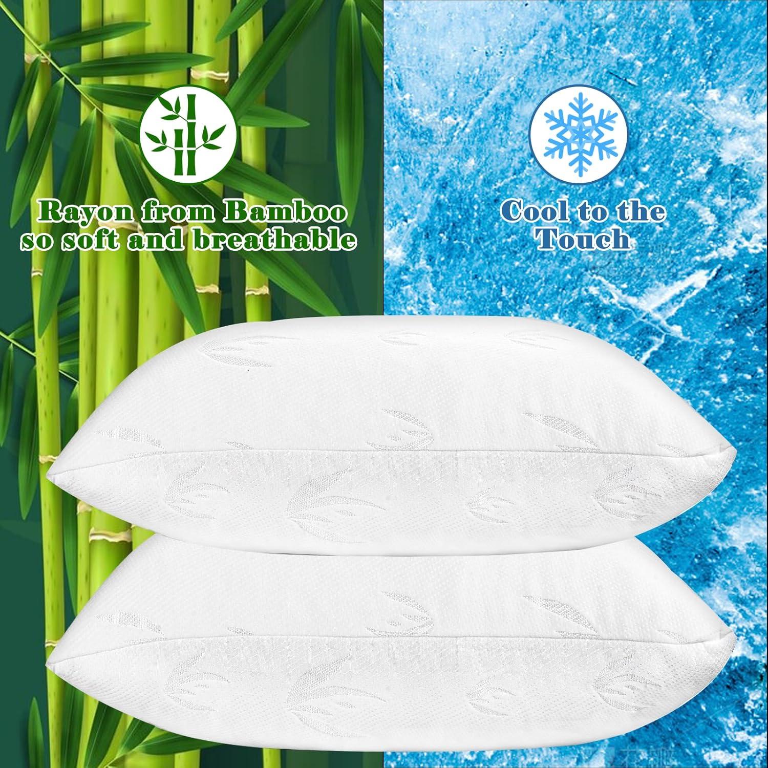 Sleepavo Memory Pillow - Bed Pillows - Queen Size Pillows - Cooling Pillow for Sleeping (2 Count)