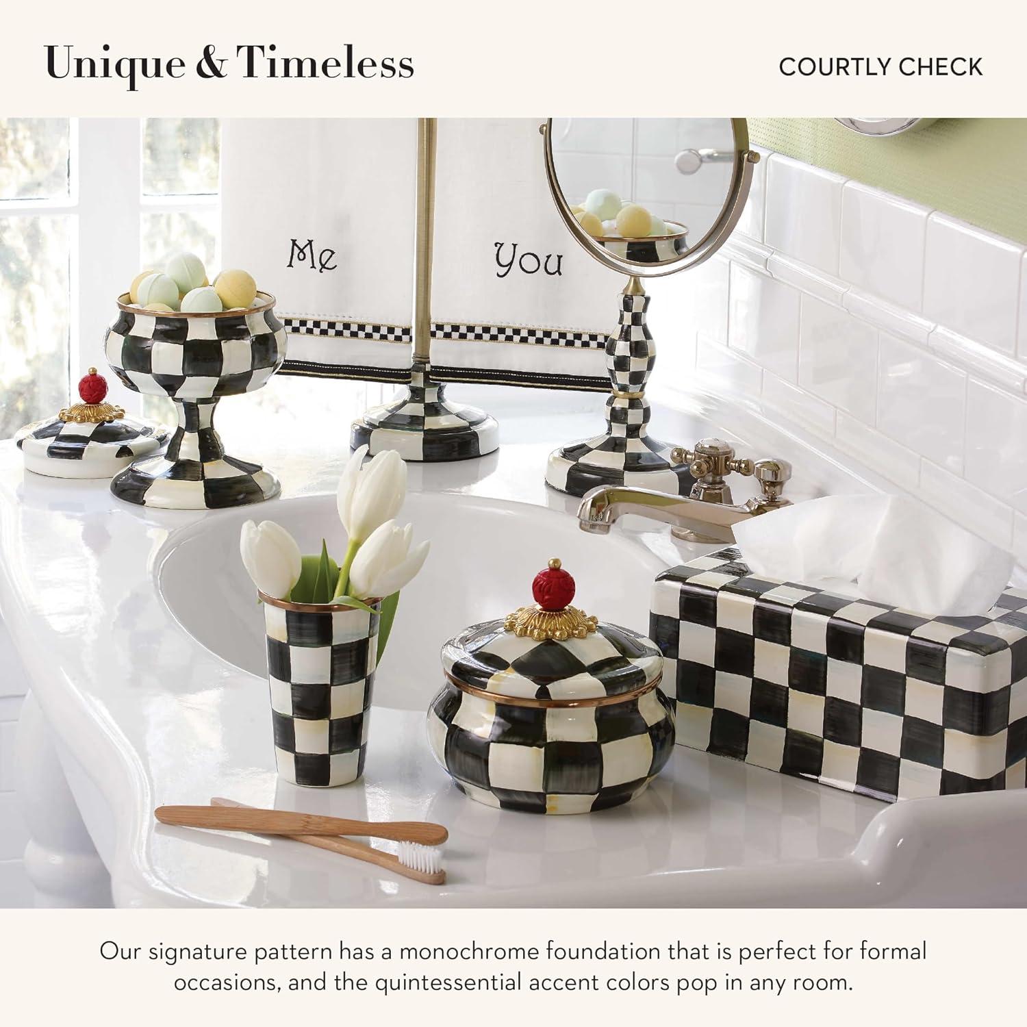 MacKenzie-Childs Sterling Check® Toilet Tissue Storage