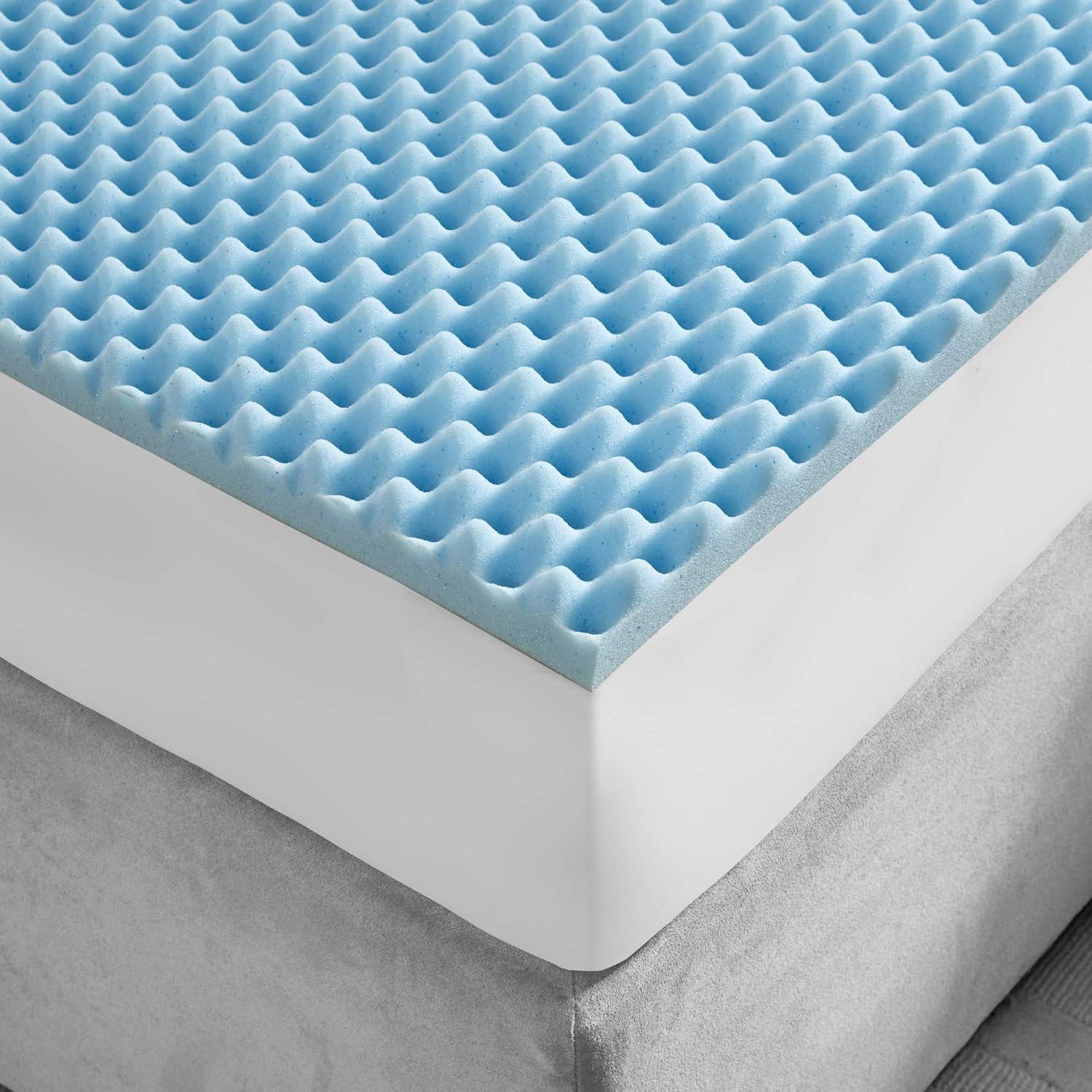 Madison Park 1.5" Gel Memory Foam All Season Reversible Cooling Mattress Topper
