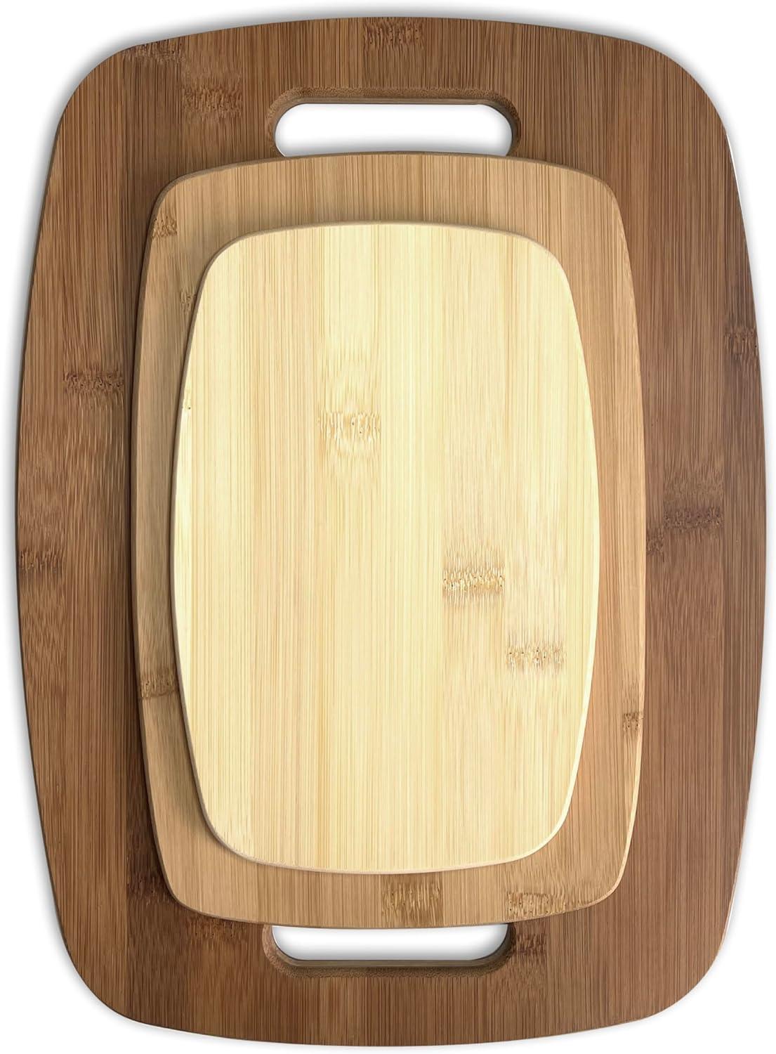 Eco-Friendly Bamboo Cutting Board Set with Built-in Handles