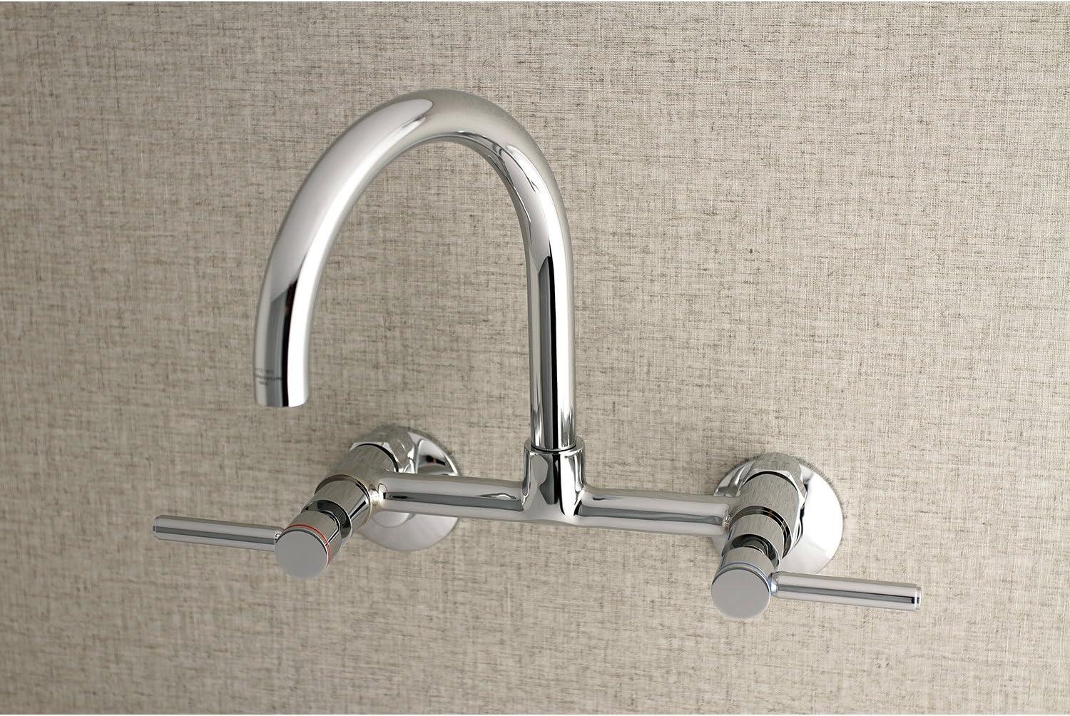 Kingston Brass Concord Double-Handle 2-Hole Wall-Mount Bridge Kitchen Faucet