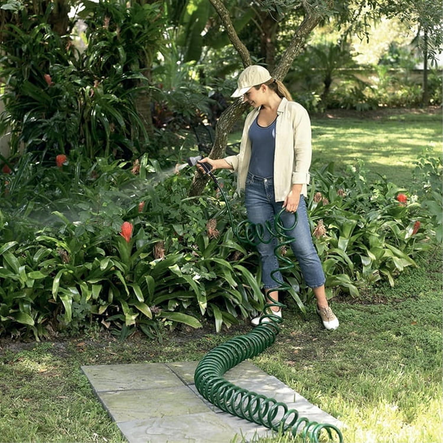 Avagard 50-Foot Green Spiral Water Hose with Brass Connectors