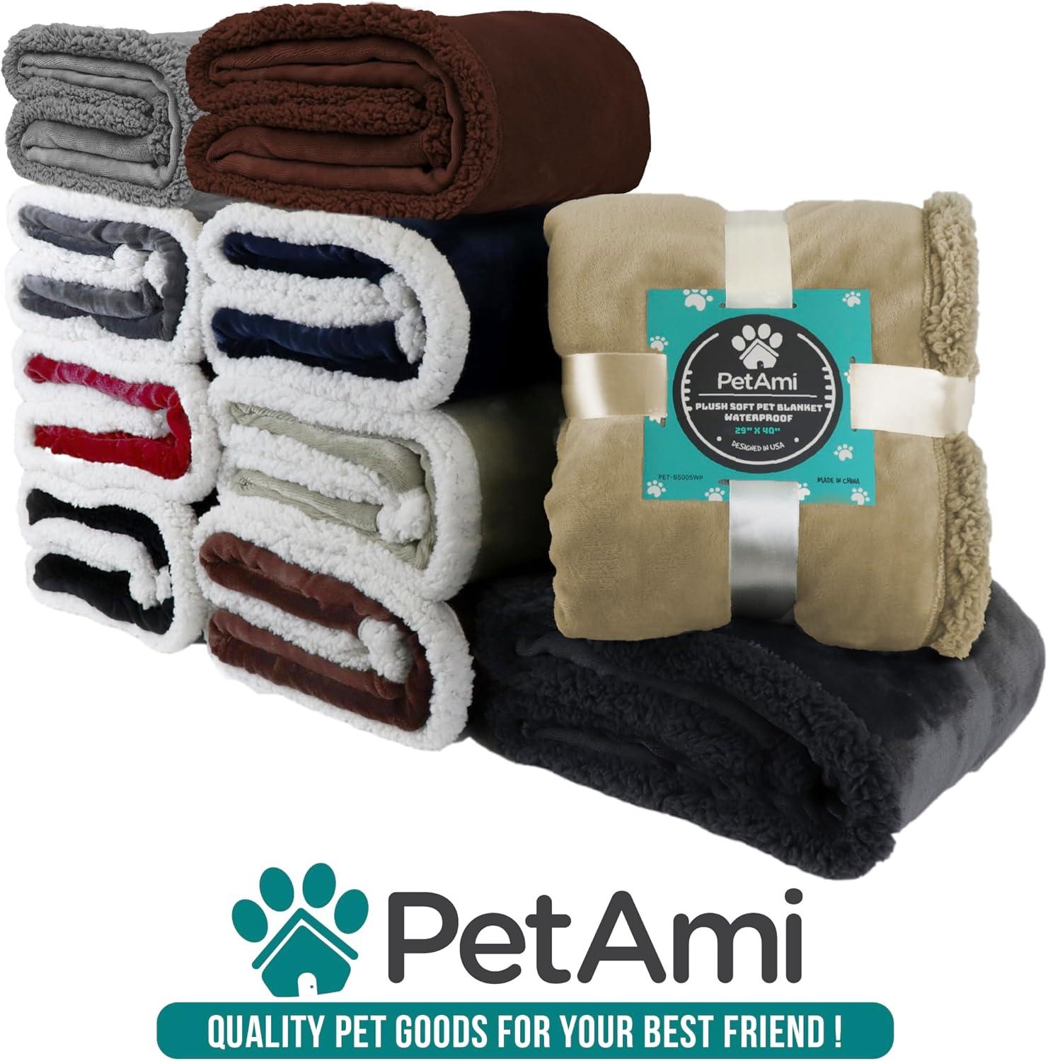 PetAmi Pet Blanket for Dogs Cats, Faux Shearling Fleece Soft Plush Reversible Washable Furniture Cover