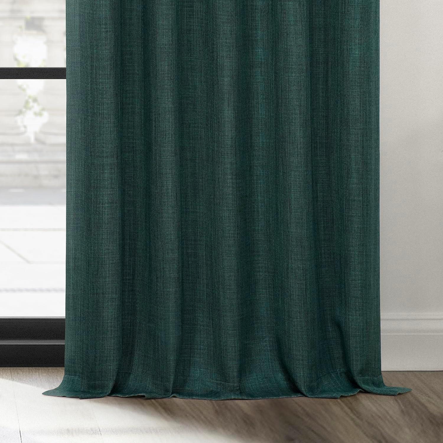HPD Half Price Drapes Focal Green Faux Linen Room Darkening Curtains for Bedroom & Living Room Curtains (1 Panel), Door & Window Curtains 84 inches long, Rod Pocket Curtains & drapes, 50W X 84L