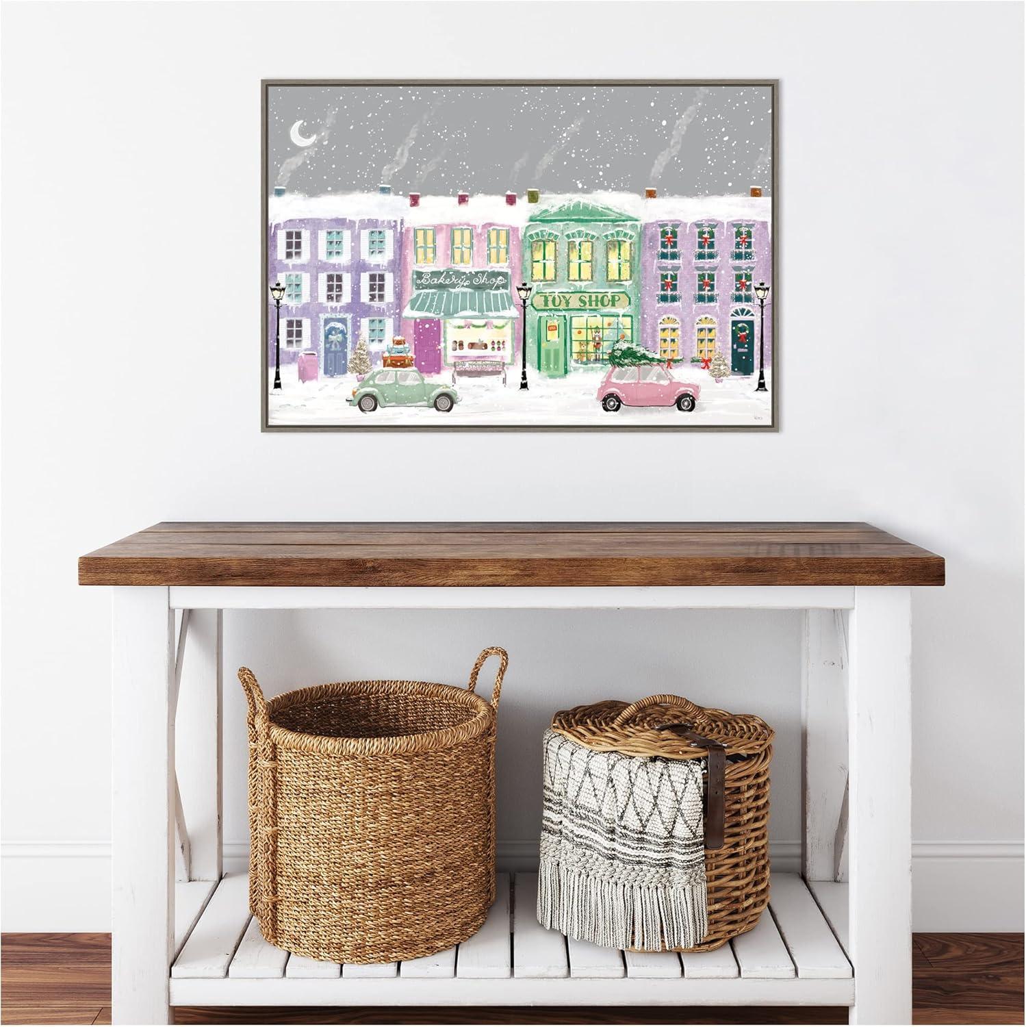 Amanti Art Hometown Holiday I Purple by Veronique Charron Canvas Wall Art Print Framed 33 x 23-in.