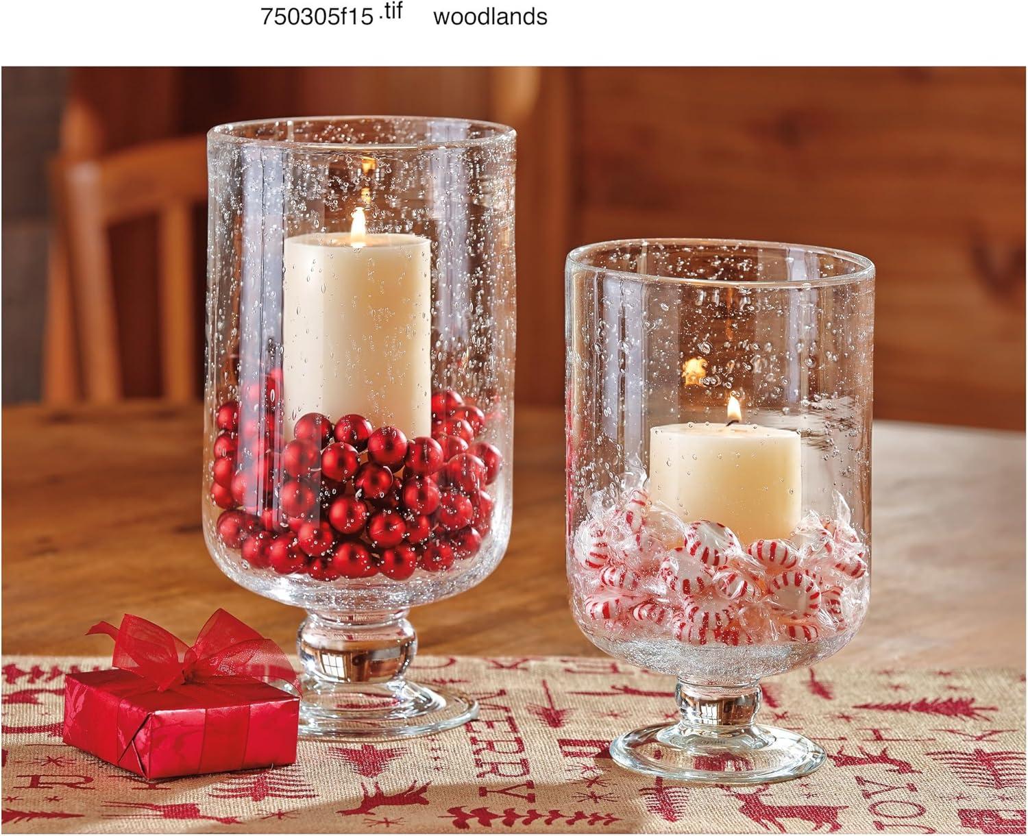 Clear Bubble Glass Hurricane Candle Holder, Medium