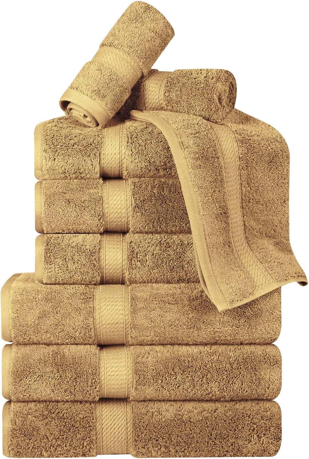 Superior 800 GSM Egyptian Cotton 9-Piece Heavyweight Towel Set, Toast