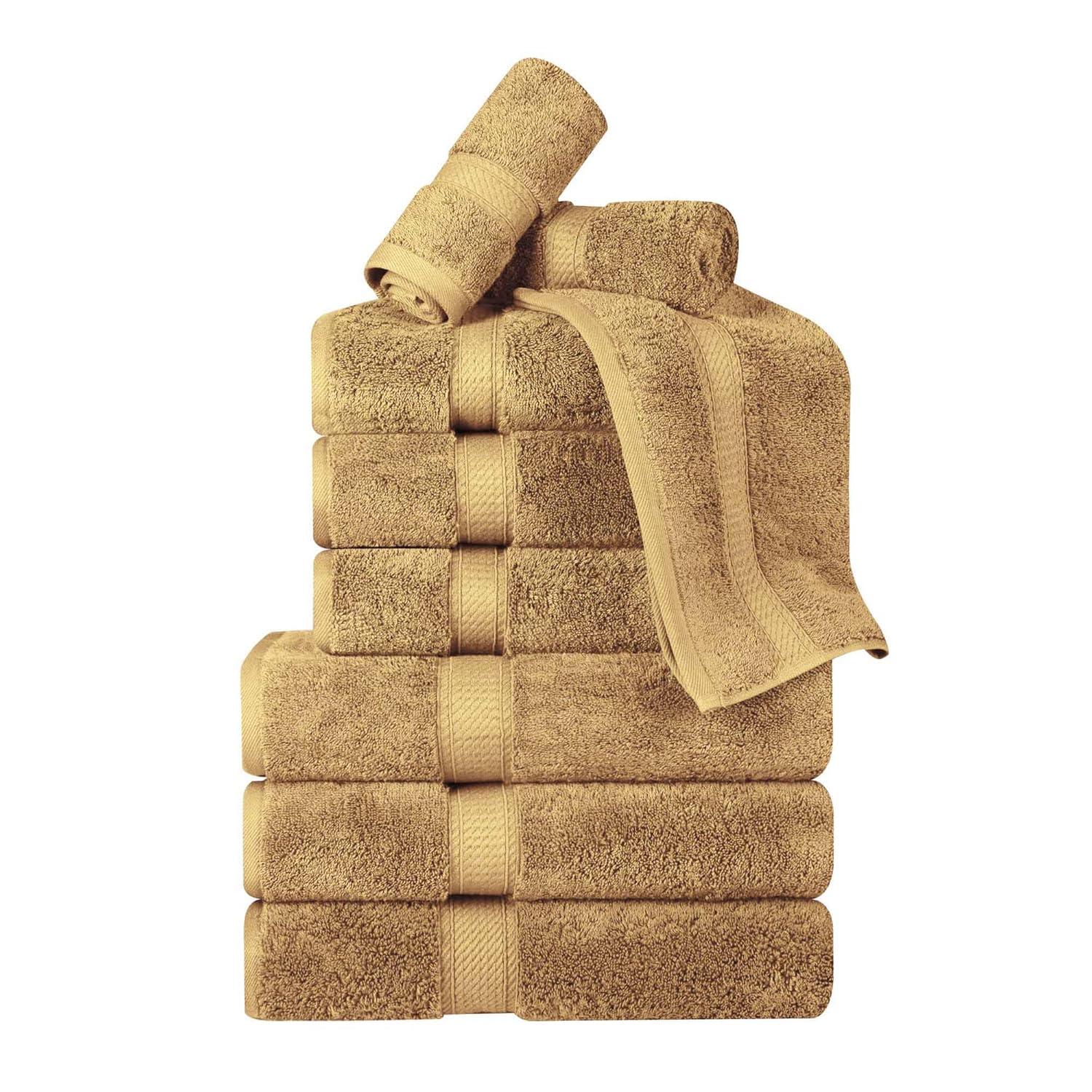 Superior 800 GSM Egyptian Cotton 9-Piece Heavyweight Towel Set, Toast