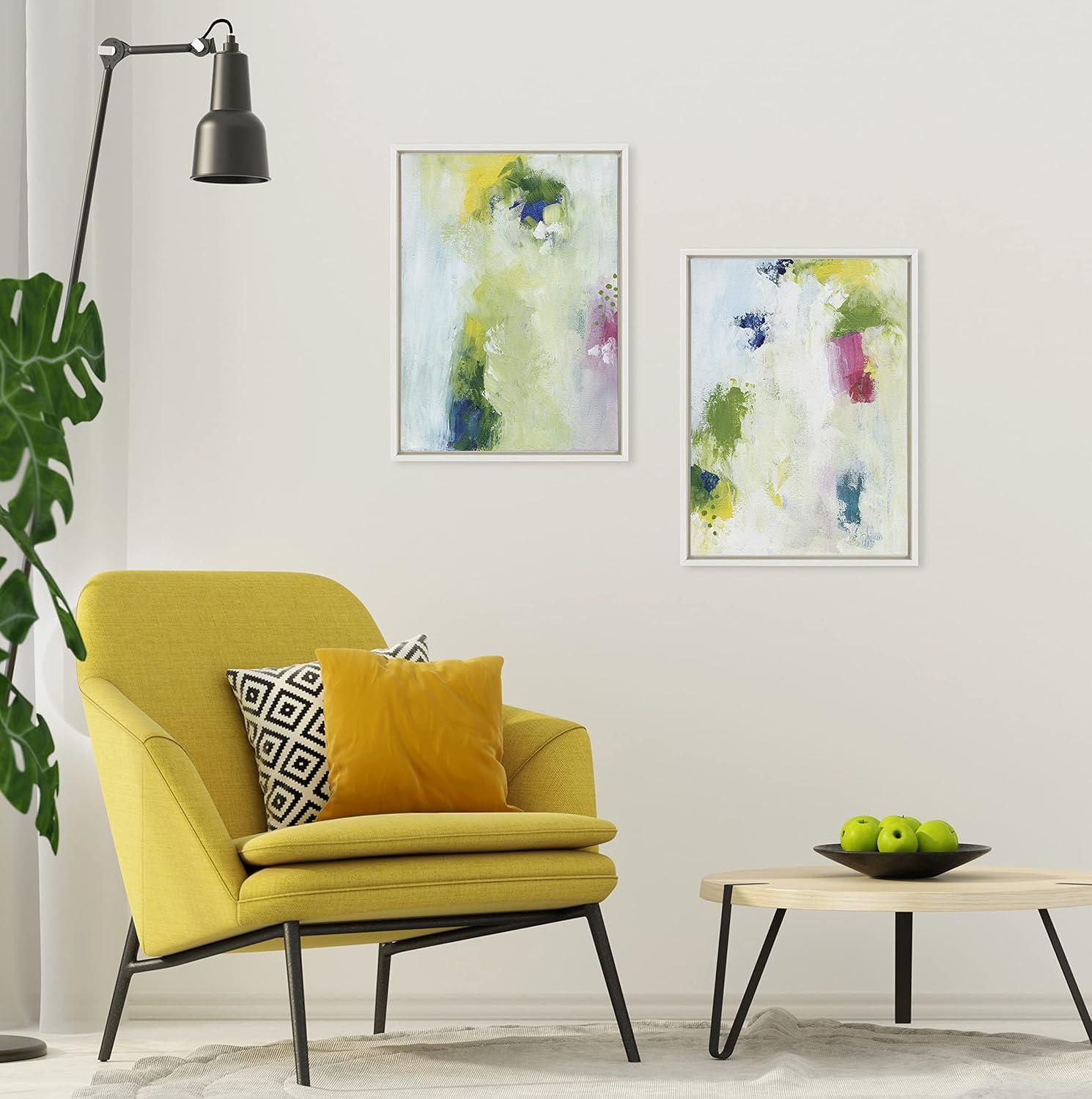Kate and Laurel Sylvie Dreamy Maple Forest I and II Framed Canvas Wall Art Set by Nikita Jariwala, 2 Piece Set 18x24 White, Soft Abstract Brushstrokes Art Set for Wall Decor