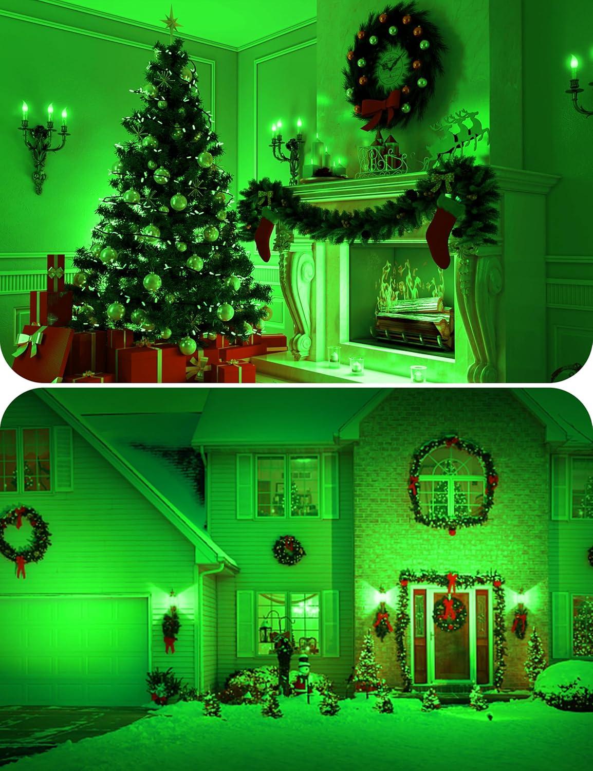 EDISHINE Green LED Light Bulbs for Holiday Party Decoration, A19 9W LED Bulbs 60W Equivalent E26 Base 4 Pack, ETL Listed