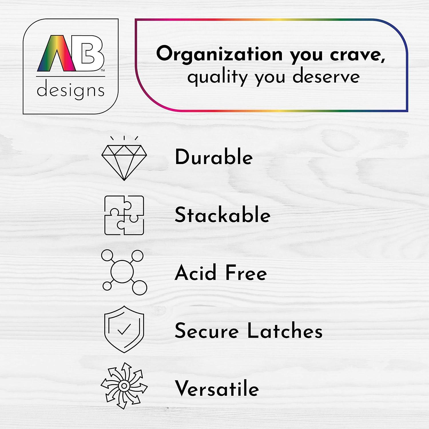 AB Designs Bin Pack, [6] Long Home Organizer Storage Boxes with Lids, Translucent Clear