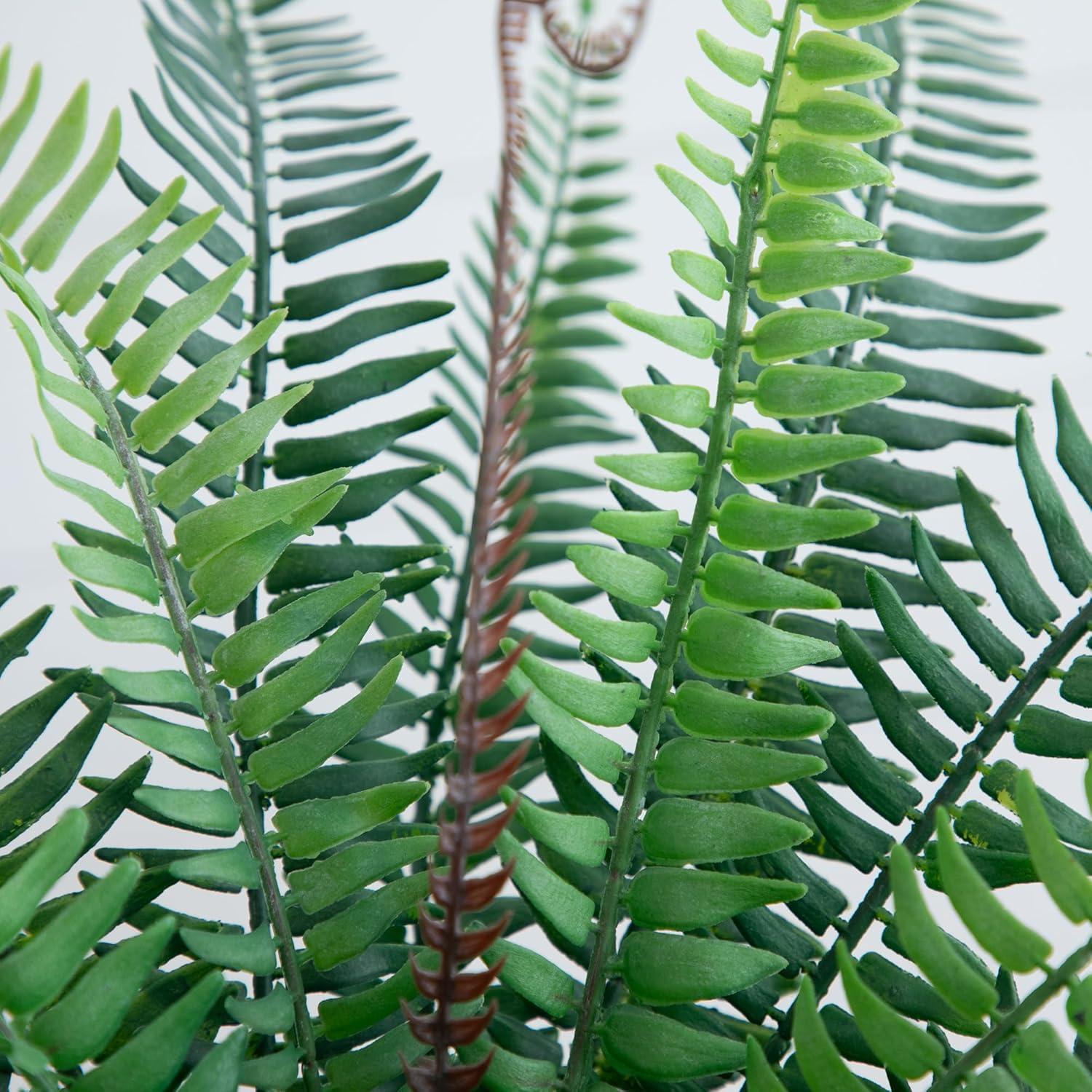 Nearly Natural 16-in Artificial Boston Fern Plant in Decorative Cement Planter
