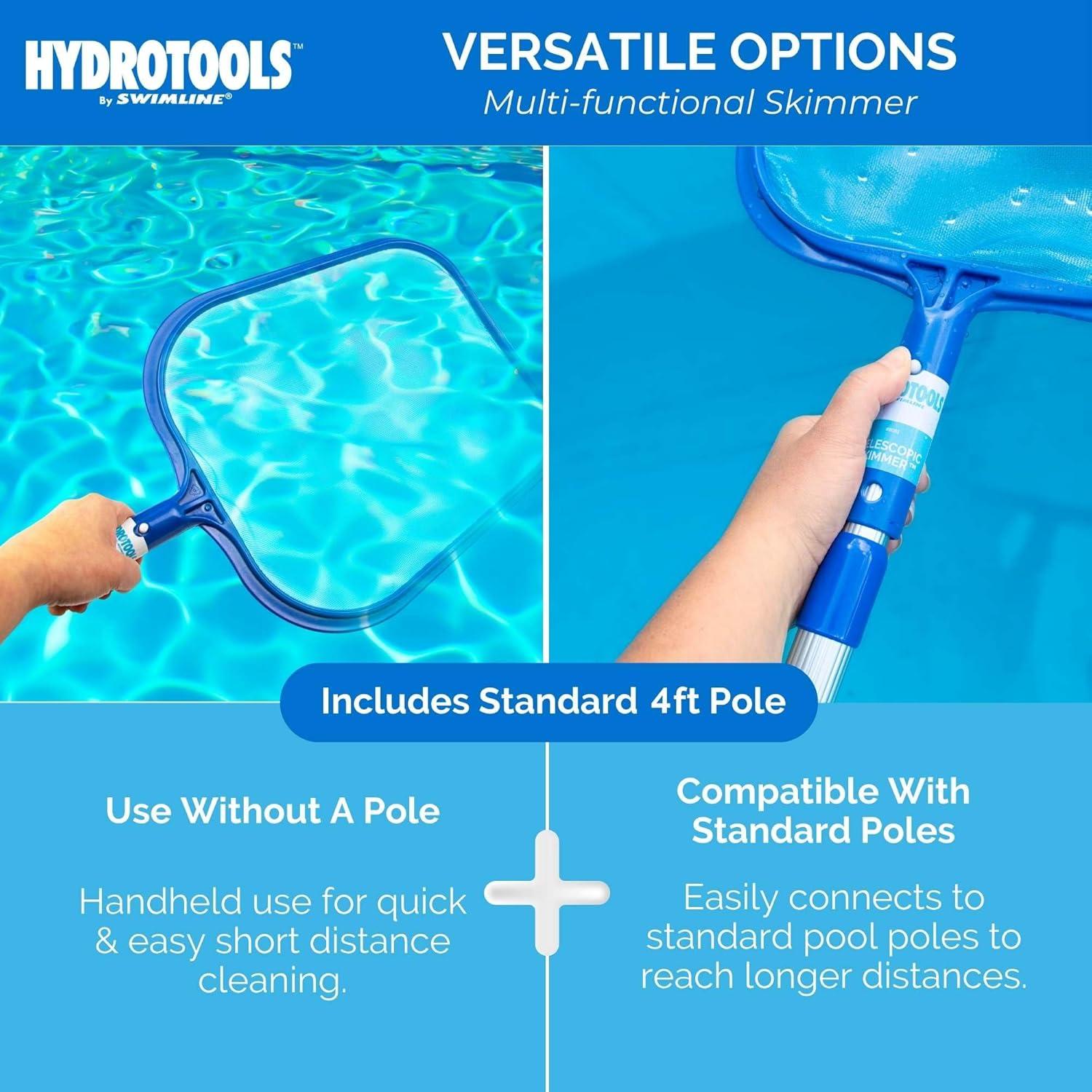 Swimline Lightweight Leaf Skimmer Swimming Pool and Spa Maintenance Net with 24" to 48" Adjustable Aluminum Telescoping Pole