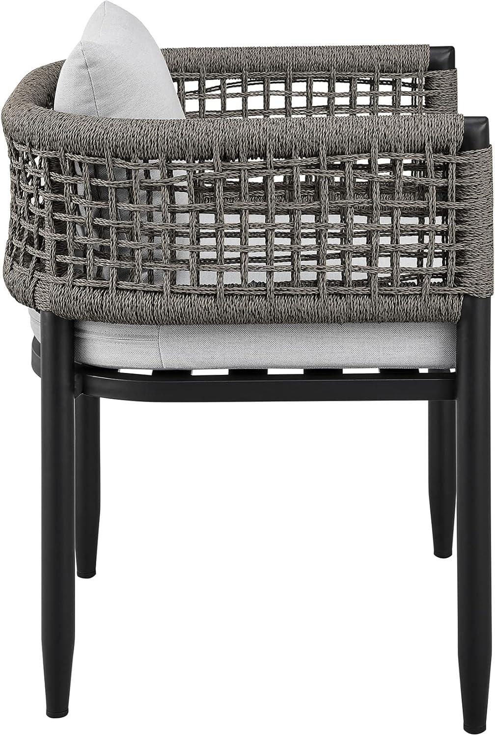 Felicia Outdoor Patio 7-Piece Dining Table Set in Aluminum with Grey Rope and Cushions