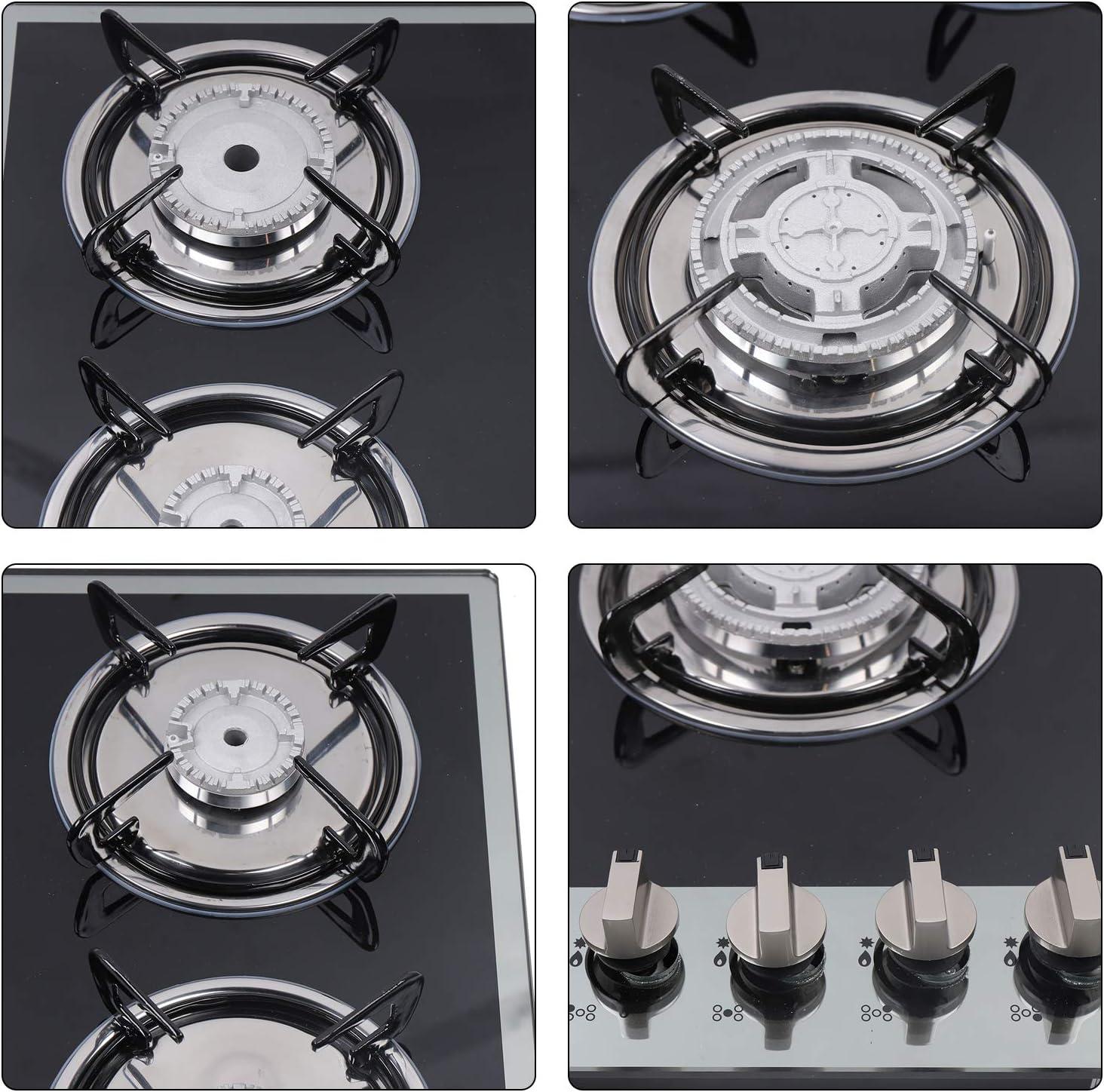 30"  Gas Stove Cooktop, 5 Burners Built-in Tempered Glass LPG/NG Stove with Flameout Protection for Kitchen Black