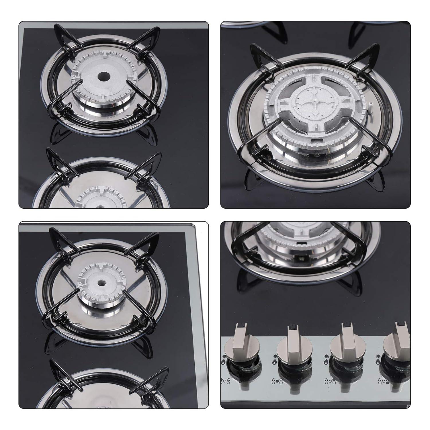 30"  Gas Stove Cooktop, 5 Burners Built-in Tempered Glass LPG/NG Stove with Flameout Protection for Kitchen Black