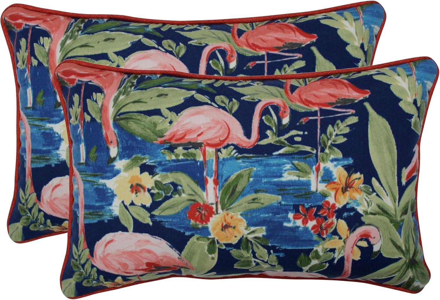 Flamingo 2pc Rectangular Outdoor Throw Pillow Set Blue - Pillow Perfect