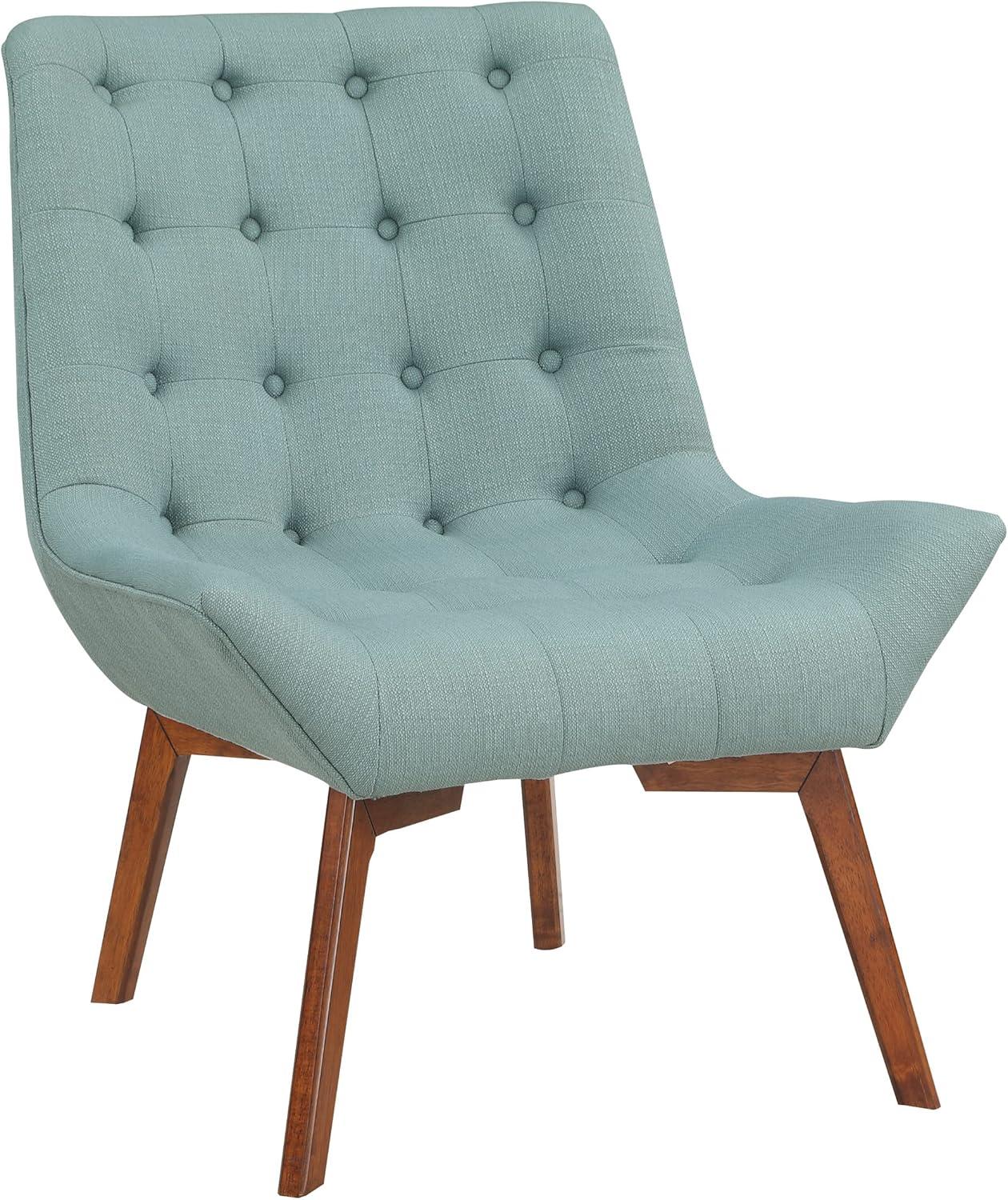 OSP Home Furnishings Shelly Tufted Chair in Sea Fabric with Coffee Legs K/D