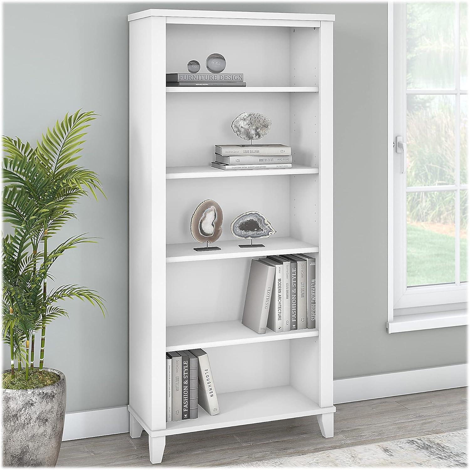 Bush Furniture Somerset 5 Shelf Tall Bookcase in White Finish