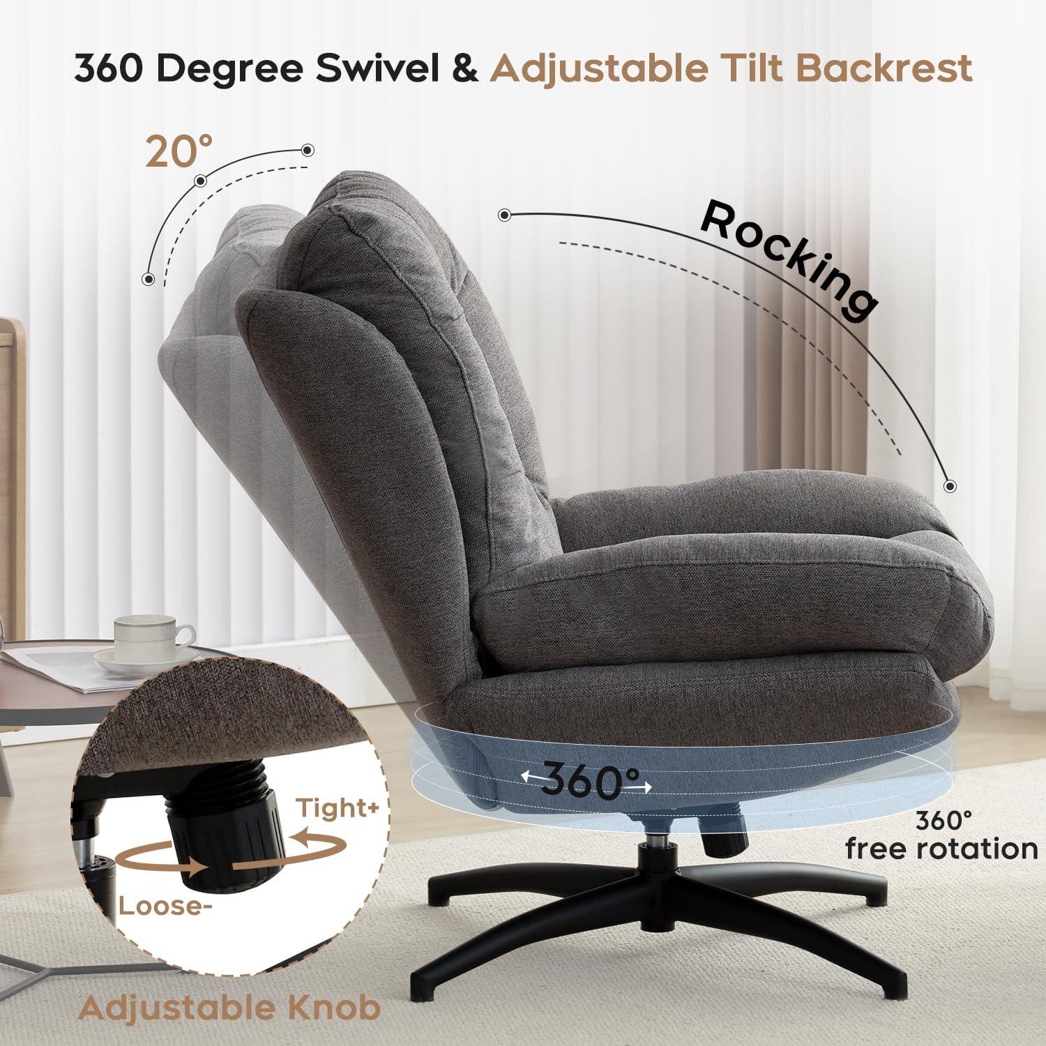 Othniel Green Swivel Accent Chair with Ottoman Rocker Glider Chairs Ottoman Footrest Set
