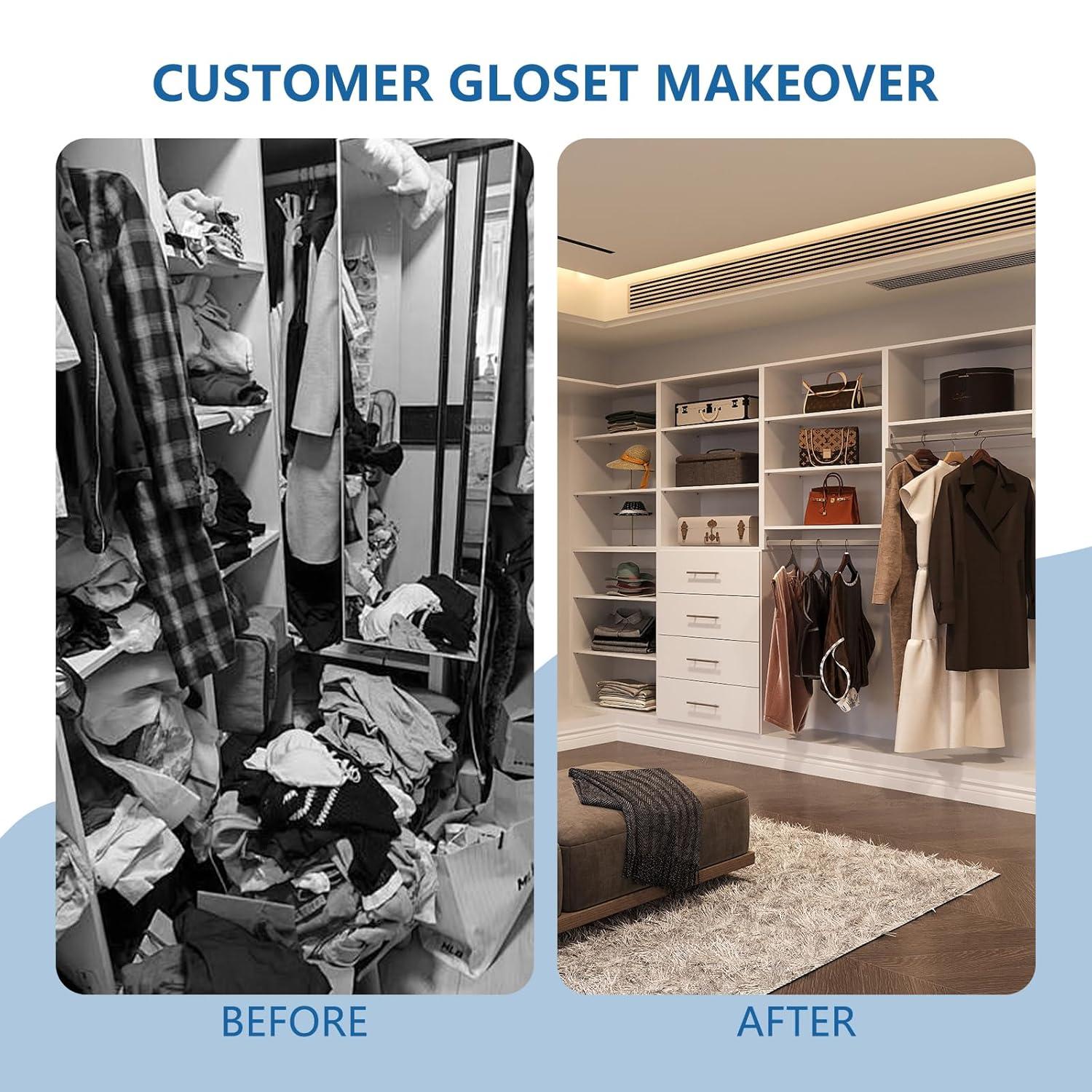 25.5 in. White Walk-in Modular Double Hanging Tower Unit with 1-Shelf, Wall Mount Wood Closet System