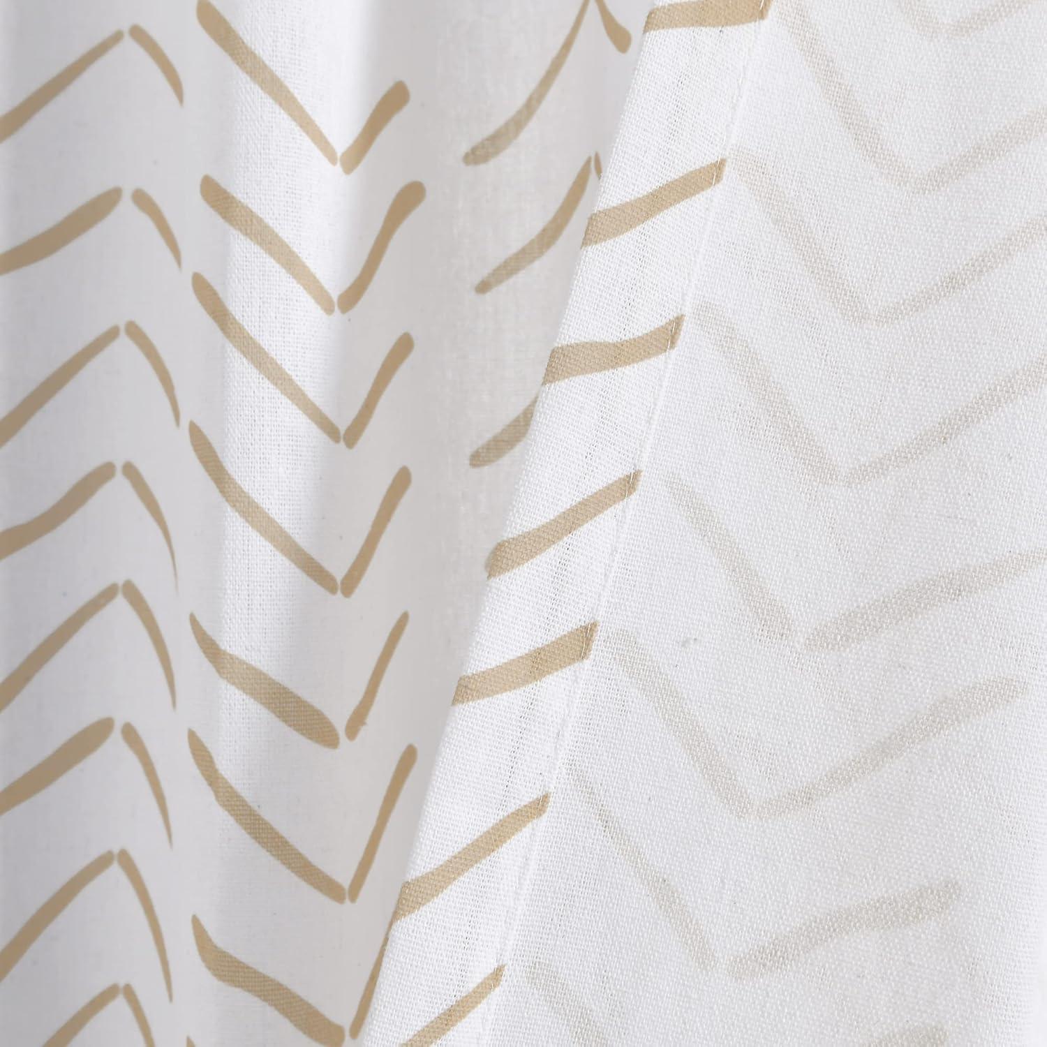 Lush Decor Hygge Modern Arrow Linen Look Shower Curtain Wheat/White Single 72X72