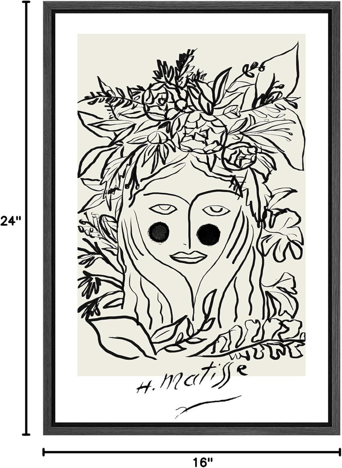 SIGNLEADER Abstract Black Floral Woman Artwork Modern Wall Art Framed Canvas by Henri Matisse Painting Print