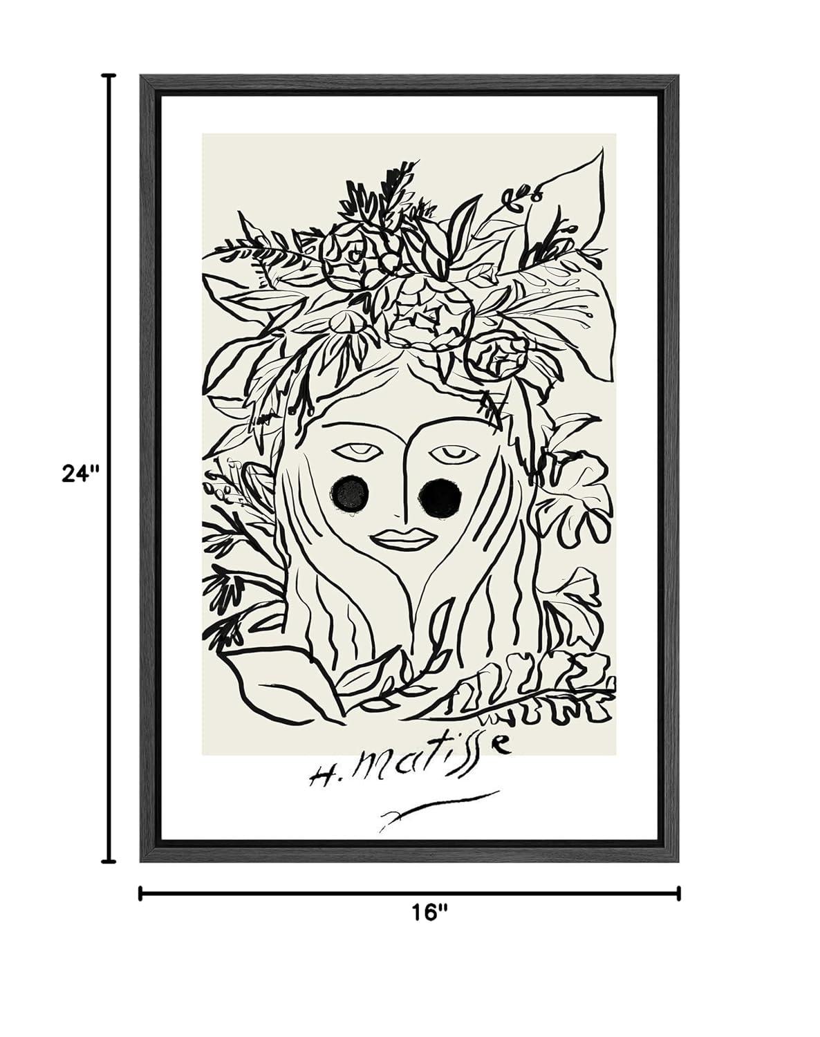 SIGNLEADER Abstract Black Floral Woman Artwork Modern Wall Art Framed Canvas by Henri Matisse Painting Print