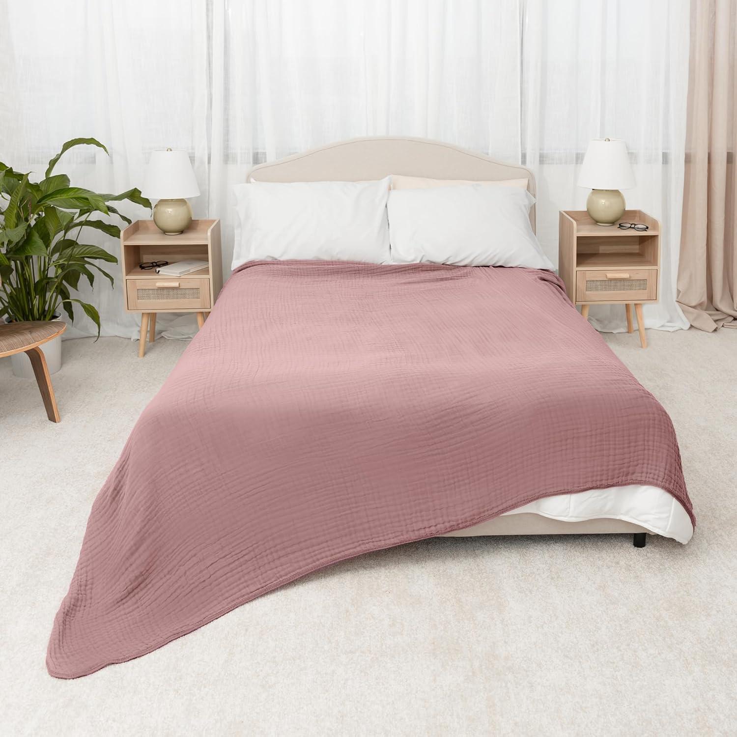 Mauve Queen Muslin Cotton Throw Blanket