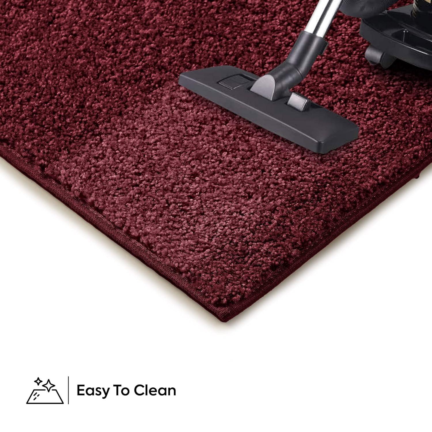 Furnish My Place Modern Plush Pet and Kids Friendly Solid Color Burgundy Area Rugs, Stain & Fade Resistance, Made in USA, Perfect for Living Room, Dining Room, Bedroom, Playroom and Kidsroom, Event, Wedding Rug