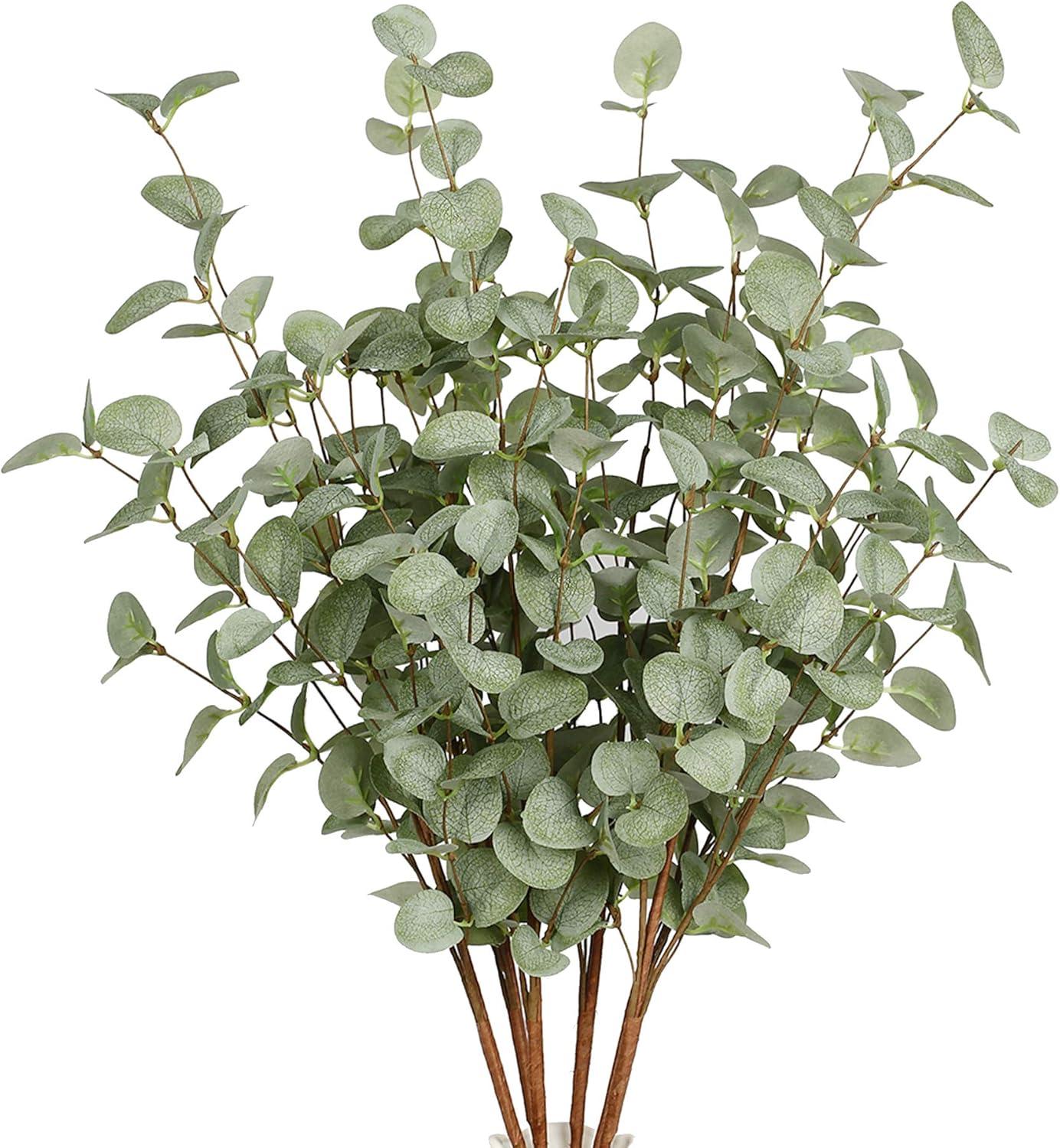 27.5" Green Artificial Eucalyptus Stems with Silk Leaves