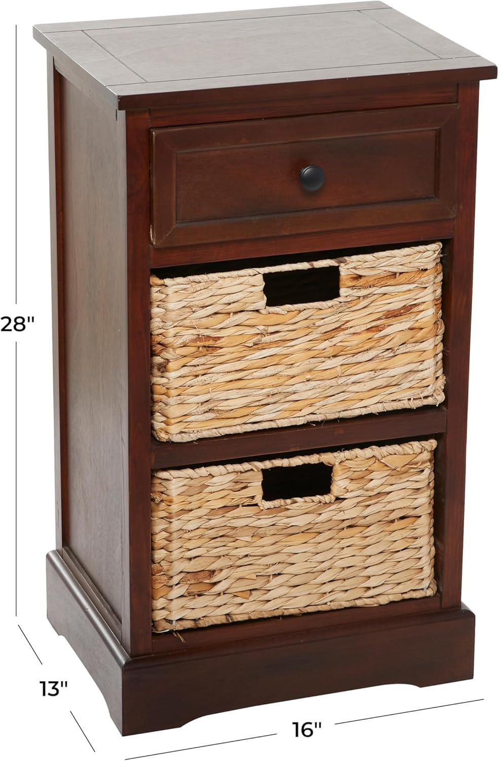 Wooden Side Chest with Wicker Drawers Brown - Olivia & May
