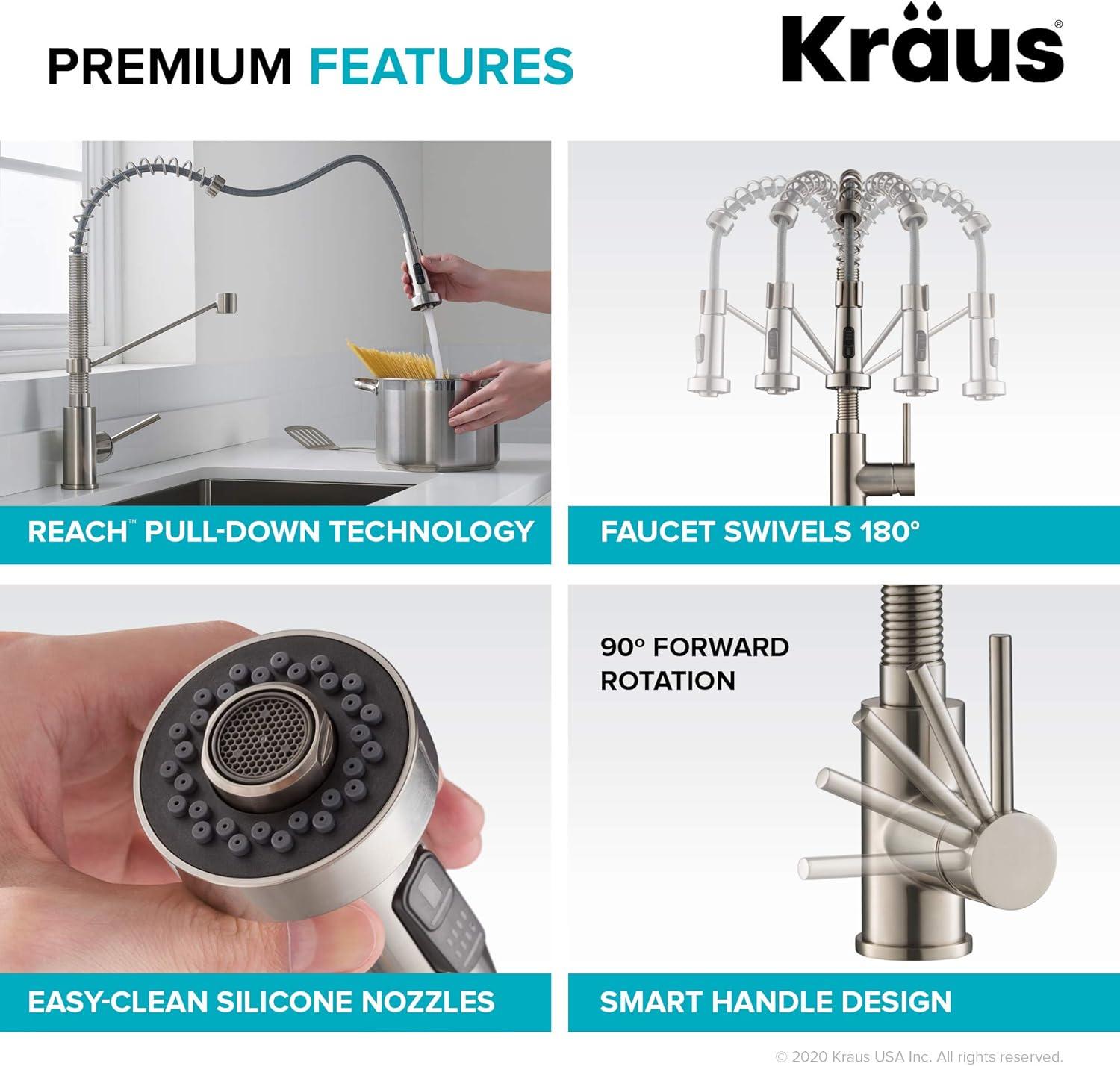 KRAUS Bolden Commercial Style 2-Function Single Handle Pull Down Kitchen Faucet