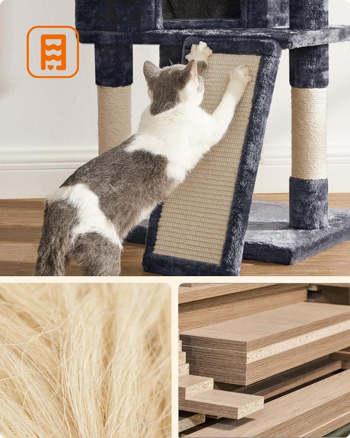 FEANDREA 45.3-Inch Cat Tower, Cat Tree for Indoor Cats, Cat Condo, Smoky Gray