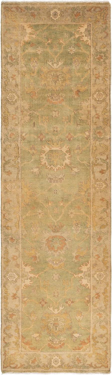Oushak OSH115 Hand Knotted Runner Rug - Green/Beige - 3'x10' - Safavieh.