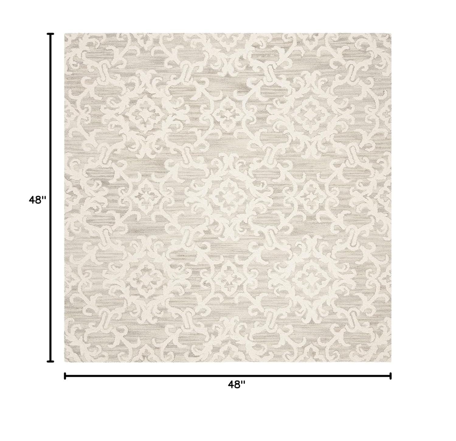 Blossom BLM104 Hand Tufted Area Rug - Grey/Ivory - 4'x4' - Safavieh.