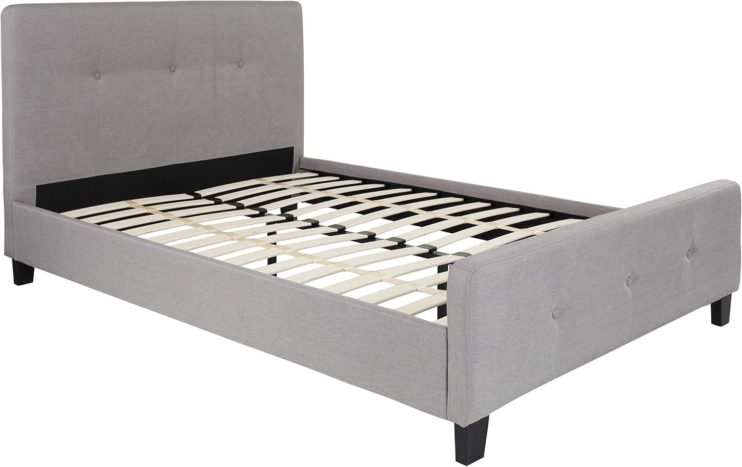Flash Furniture Tribeca Queen Size Tufted Upholstered Platform Bed in Light Gray Fabric