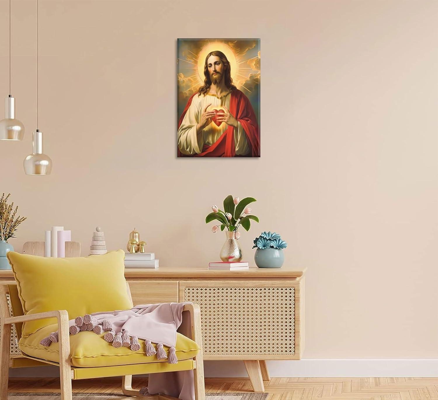 Sacred Heart of Jesus Religious Canvas Wall Art