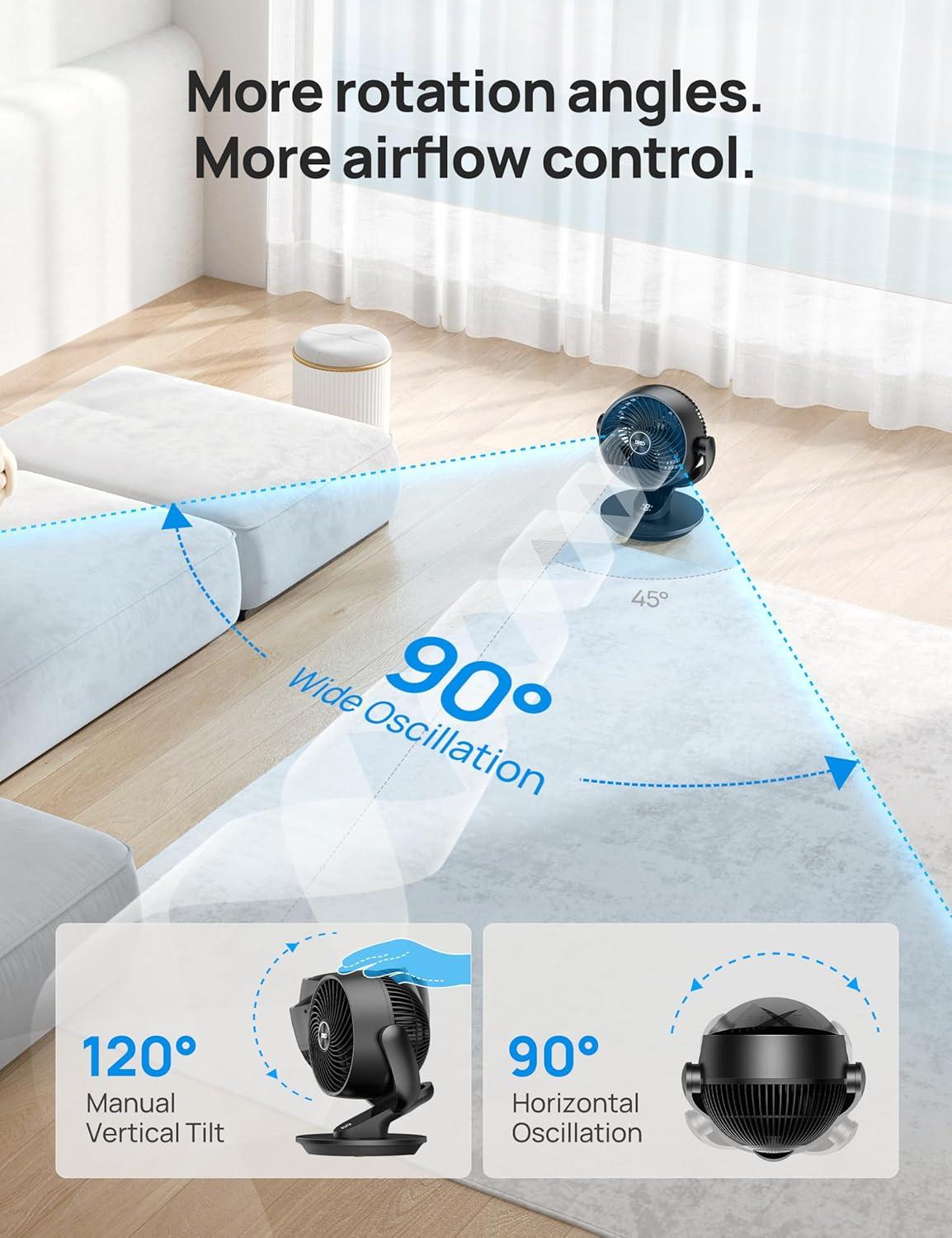 BEACHWATER POOL & SPA, LLC Table Fan For Bedroom, 13-Inch Oscillating Air Circulator Fan, 120° Tilt Adjustment, 28Db Ultra-Quiet, 70Ft Powerful Airflow, 4 Speeds Desk Fans With Remote For Whole Room, Home, Office