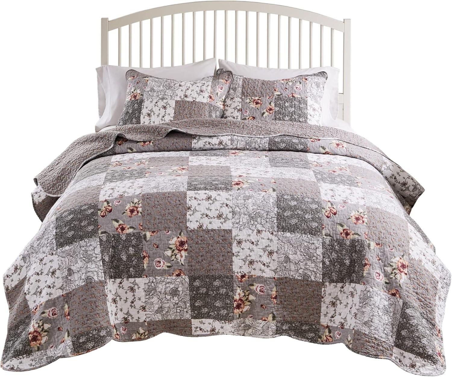 Giulia Quilt & Sham Set Gray/White - Greenland Home Fashions