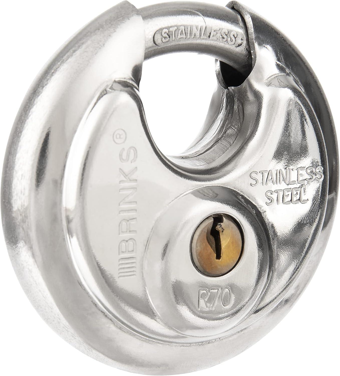 (2 pack) Brinks Commercial Stainless Steel 70mm Keyed Discus Padlock with 5/8in Shackle