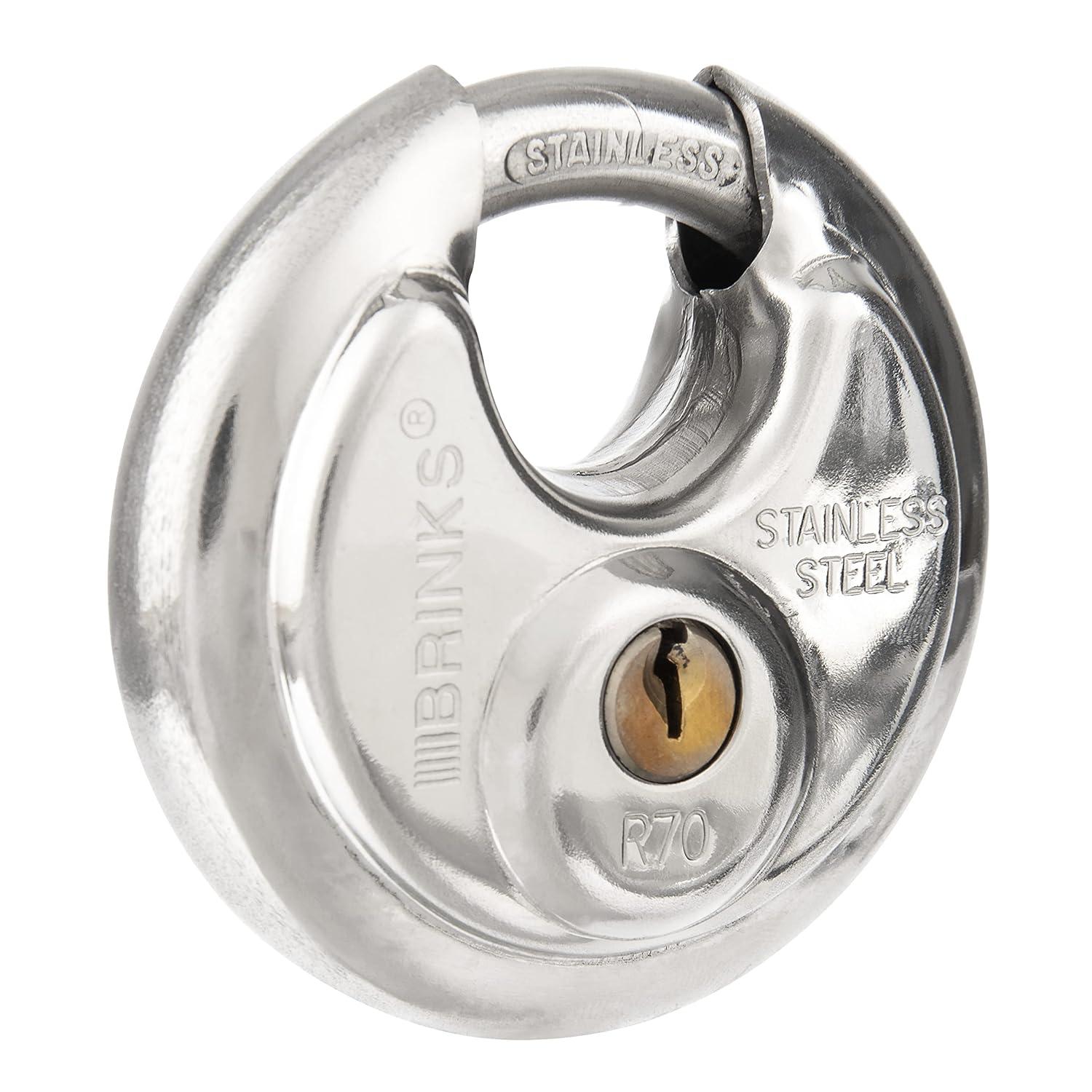 (2 pack) Brinks Commercial Stainless Steel 70mm Keyed Discus Padlock with 5/8in Shackle