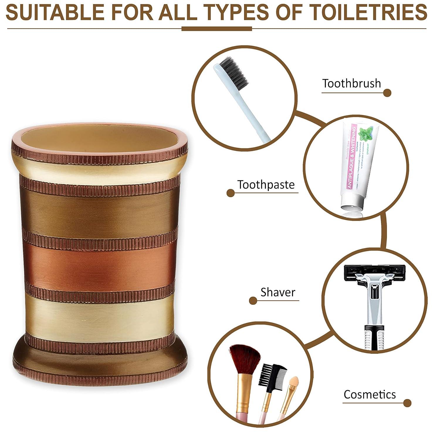 Zahari Home 4pc Contempo Stylish Bathroom Accessories Set Shower Soap Dispenser, Tumbler, Tooth Brush Holder and Soap Holder Luxury Contemporary Decor Unique Design Modern Bathroom Shower Set