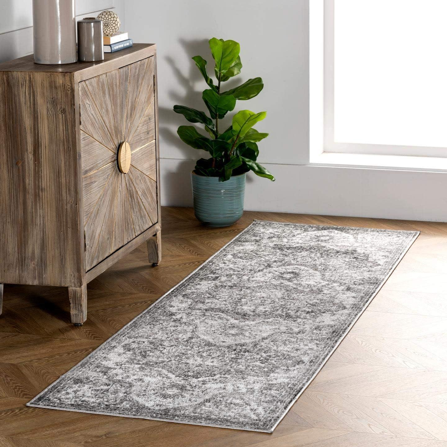 Elegance Redefined Gray Synthetic Medallion 3' x 5' Area Rug